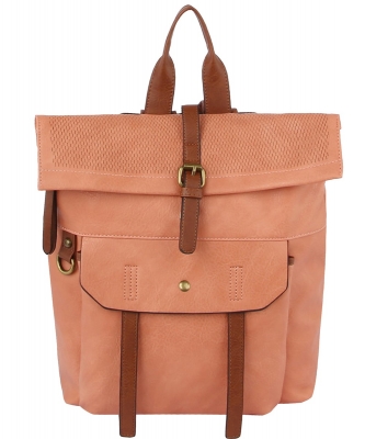 Fashion Buckle Flap Backpack CJF080 SALMON